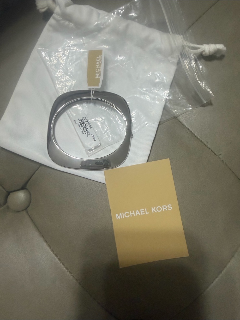 Michael Kors Polished Silver Square Bangle Bracelet